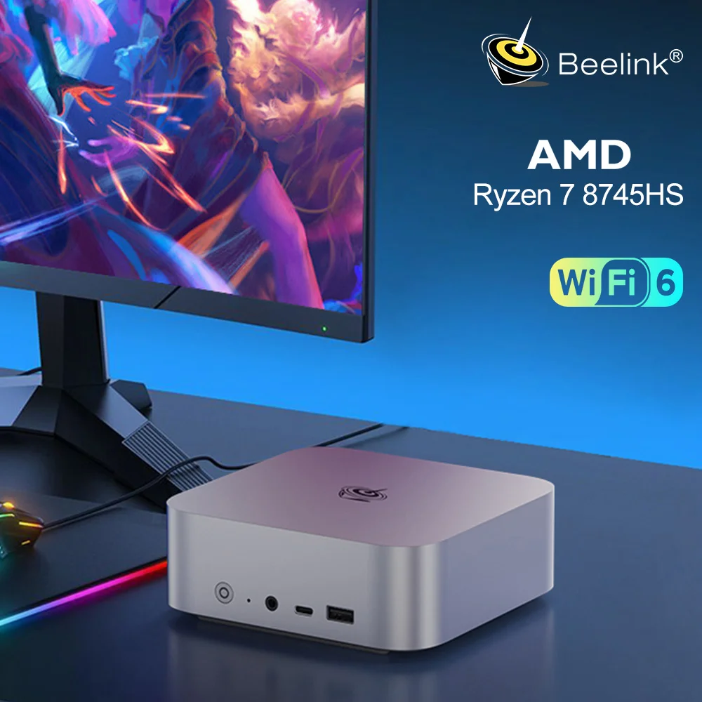 НОВЫЙ мини-ПК Beelink SER8 с процессором AMD Ryzen 7 8745HS 24G 32G DDR5 1T NVME SSD без функций AI Настольный игровой компьютер VS 8845HS SER8