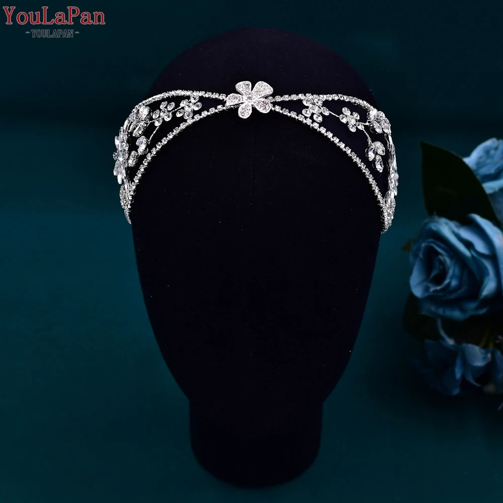 YouLaPan Forehead Headpiece for Bride Handmade Crystal Wedding Headband Hair Accessories Bridal Headdress Bridesmaid Gift HP554