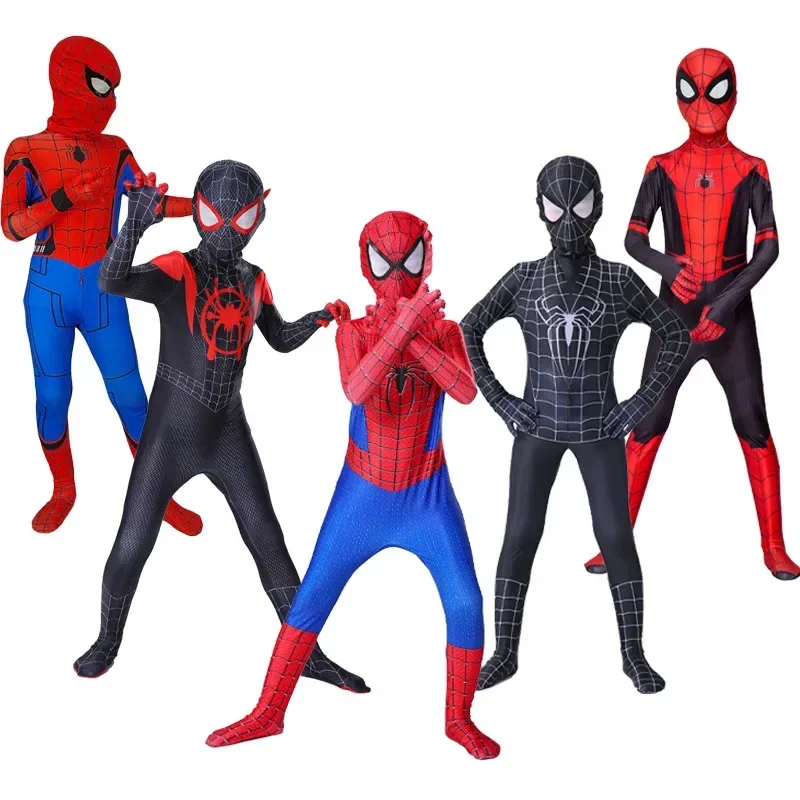 

Disney Spiderman Cosplay Fantasy Costumes Jumpsuit for Boy Girls Miles Morales Superhero Halloween Carnival Zentai Bodysuit Gift
