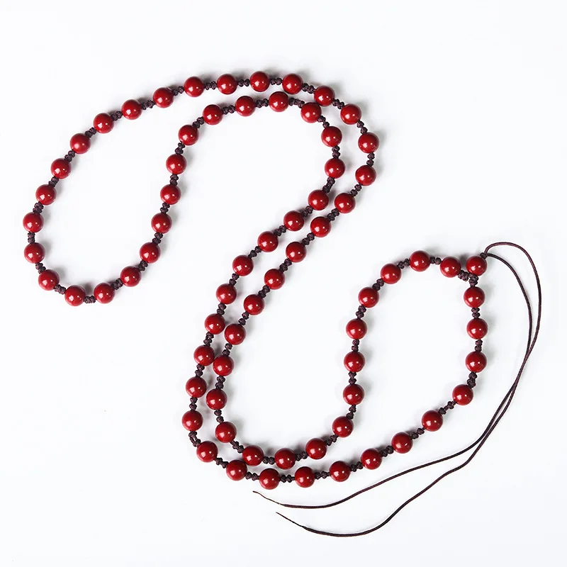 Natural Purple Gold Cinnabar Necklace Hand woven Pendant Necklace Rope Long Sweater Jewelry Accessories