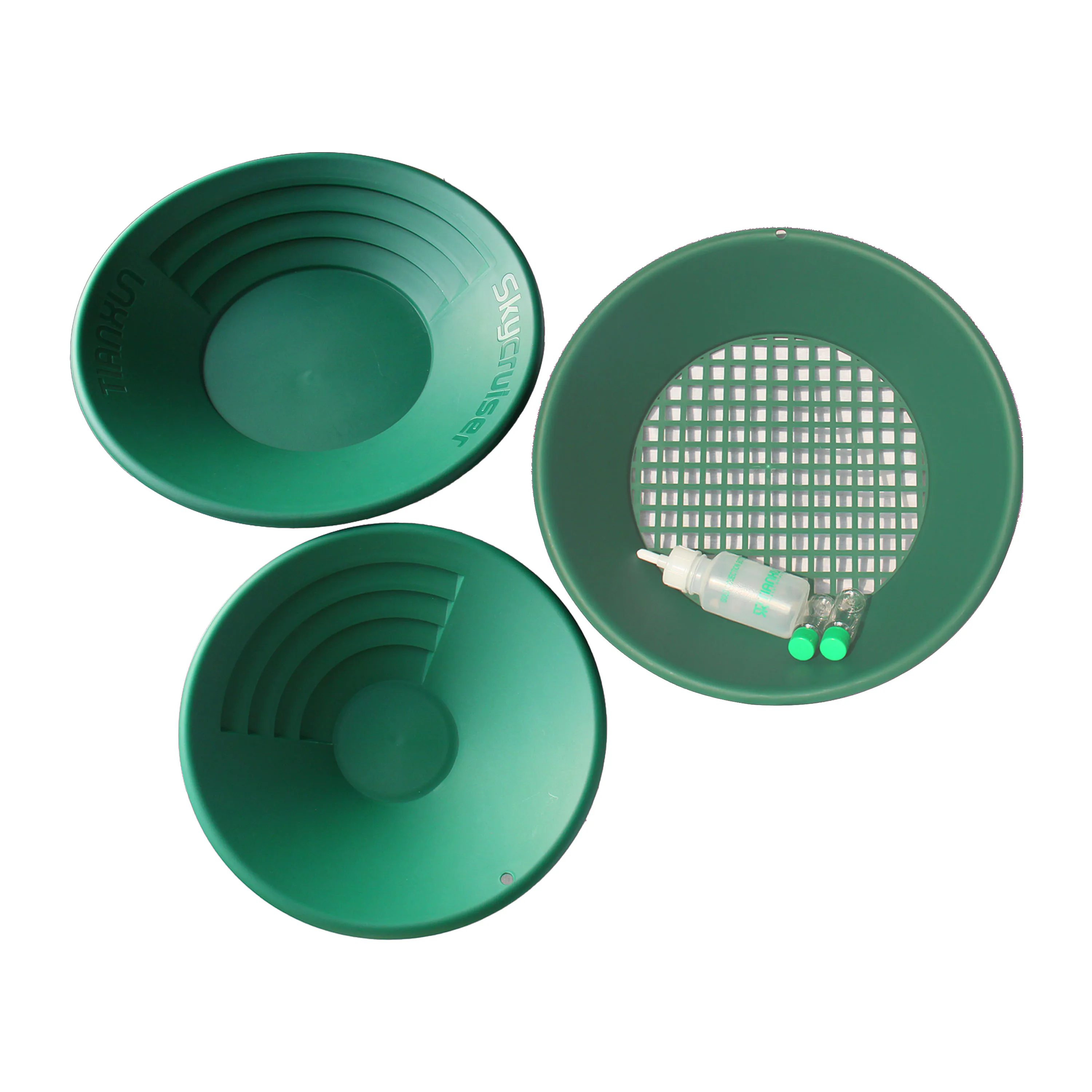 Green Gold Panning Kit Plastic Gold Wash Pan Thicken Plastic Portable Traditional Gold Prospecting Beginners Kit Collection Tool
