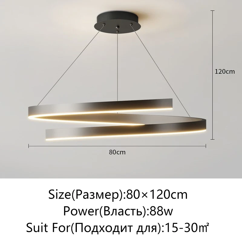 KAGU Spiralförmiger Kronleuchter in Schwarz/Weiß für Wohnzimmer, Esszimmer, Küche – runde Deckenbeleuchtungskörper, modern, für den Innenbereich, dimmbar, oberflächenmontiert 8
