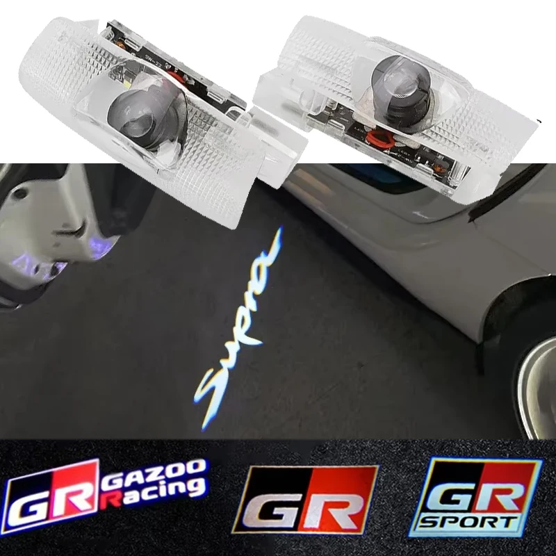 2Pcs LED Car Door Welcome Light Logo Projector for Toyota Supra GR Sport Fifth Generation 2019-2021 Laser Gost Shadow Lamps