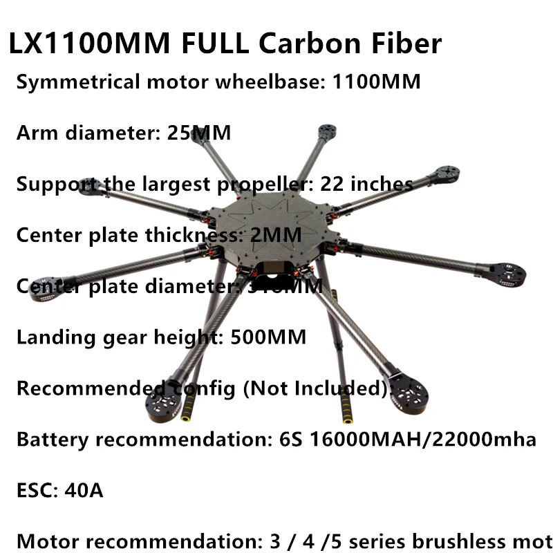 

Восьмиколесная платформа X8-V3 с увеличенной колесной базой 1100 мм, модернизированная, с регуляторами скорости 80A ESC и системой управления полетом PX4 Pixhawk для дронов
