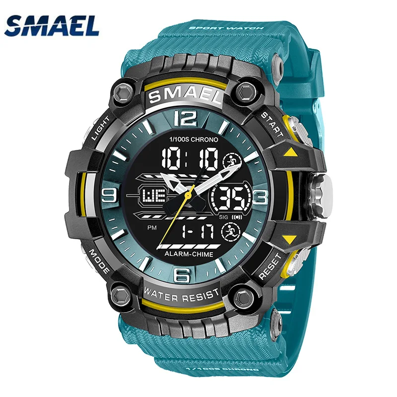 

SMAEL Sport Watch Quartz Wristwatches 50M Waterproof Watches Stopwatch Big Dial Digital Clock For Male 8089 Men Watches Fitness