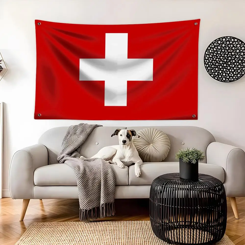 Switzerland Flags Large Wall Hanging Tapestry Banner Room Decor Print for Bedroom Living Room Outdoor