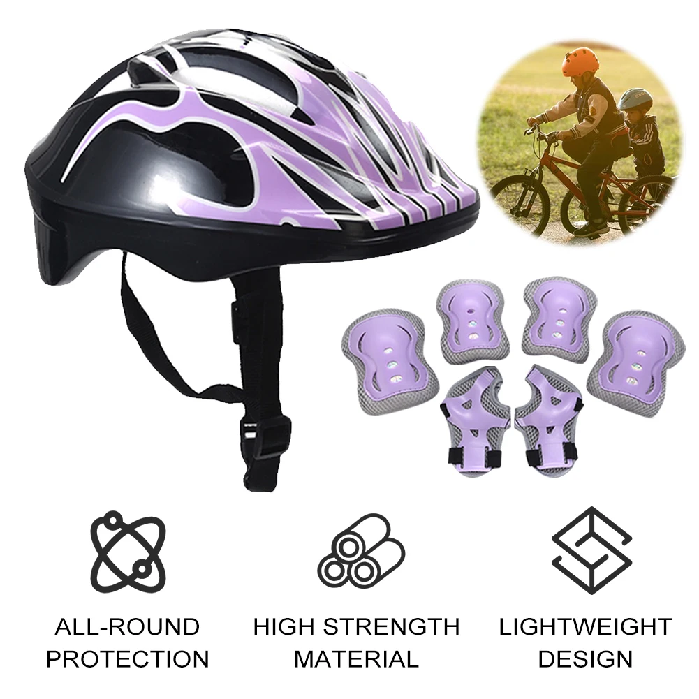 Kids Safety Helmet Knee Elbow Pad Set Kids Protective Gear Set for Bicycle Cycling Skateboard Scooter Skating Wrist Head Guards