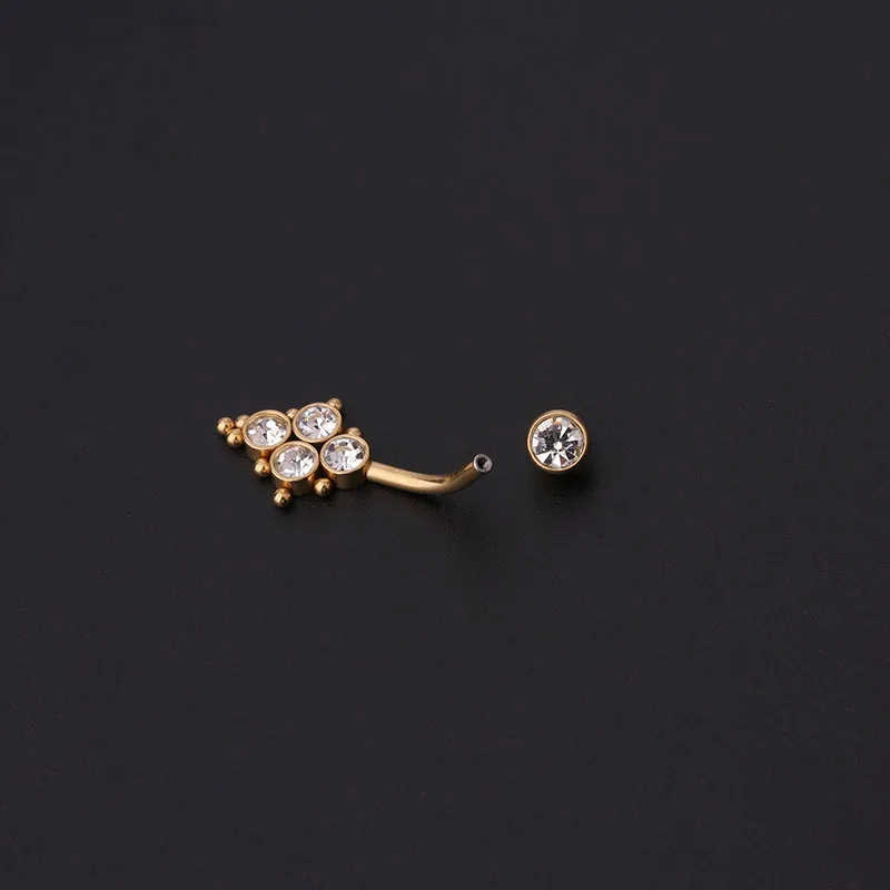 ジルコンゴールデンへそピアスステンレス鋼ピアス14Gロッドゴ - Body Jewelry Titanium のレビューと価格