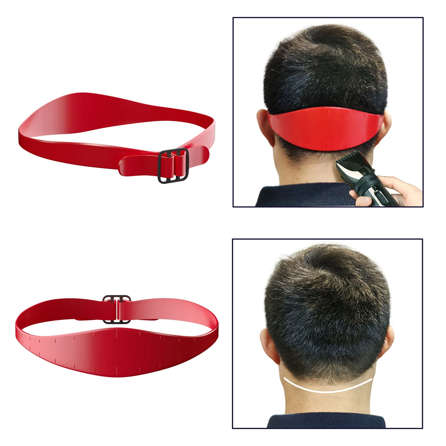 Adjustable Silicone Haircut Band Neckline Shaving Template DIY Home Barber Fade Guide Curved Clipper Ruler Mens Grooming