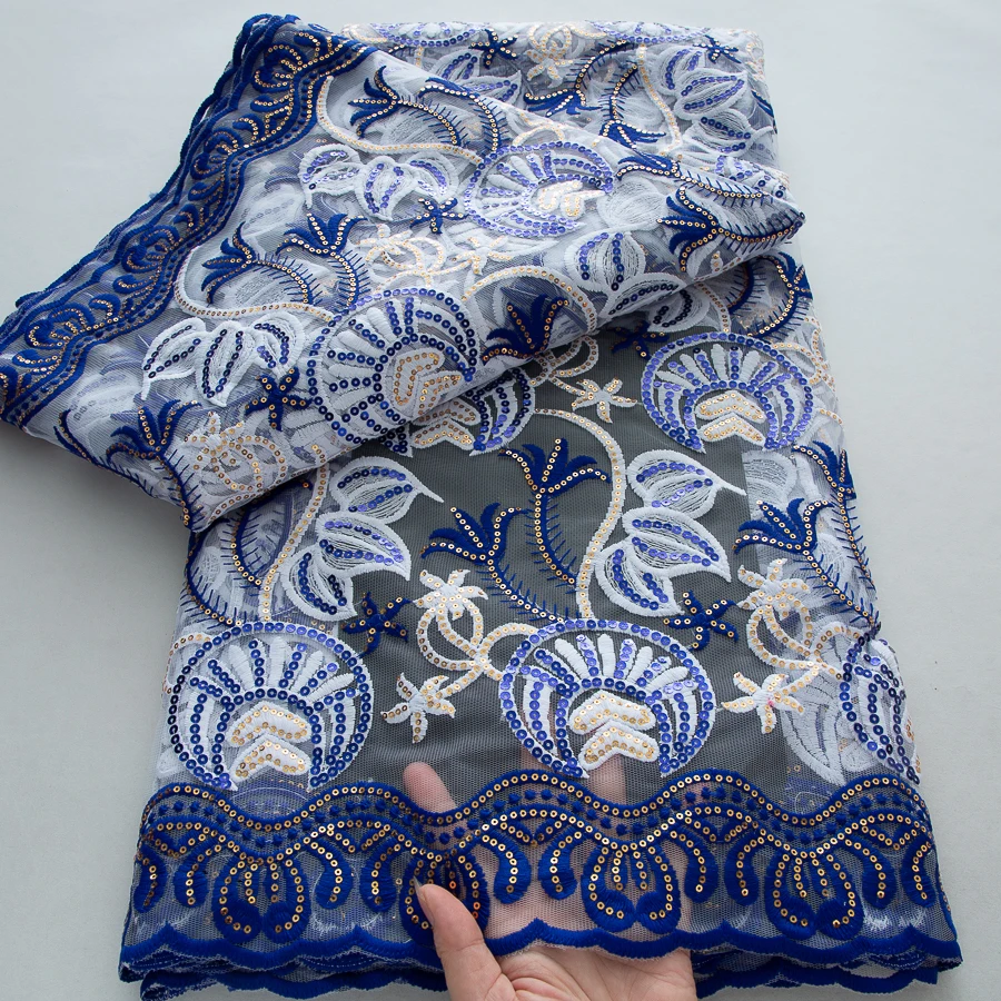 5 หลาแอฟริกันTulleผ้าไหมผ้าลูกไม้ 2025 ใหม่ไนจีเรียภาษาฝรั่งเศสคําตาข่ายSequinsลูกไม้สําหรับเย็บชุดสตรีงานแต่งงาน