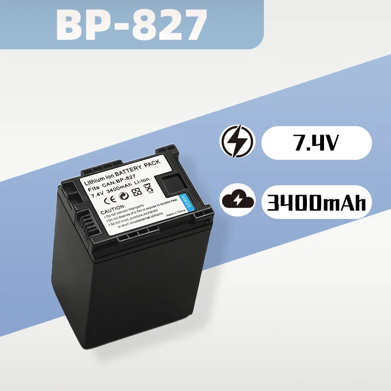 

Аккумулятор BP-827 BP 827 7,4 В, 3400 мАч для цифровой камеры Canon S10 S11 S100 S20 S21 S200 S30 G10 HF10 HF11 HF100 HF20 HF200
