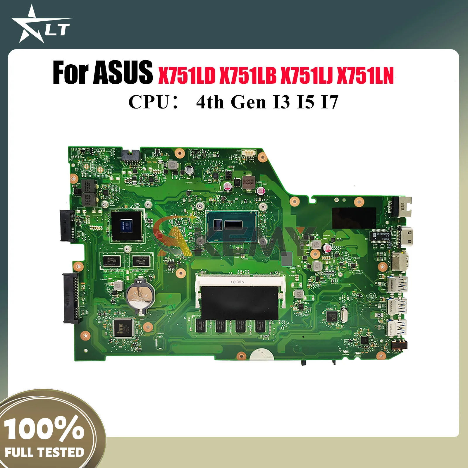 

X751LD Материнская плата для ноутбука ASUS X751LKB A751L X751LDV F751L X751LJ X751LB X751LK K751L X751L X751LN Материнская плата с процессором I3 I5 I7