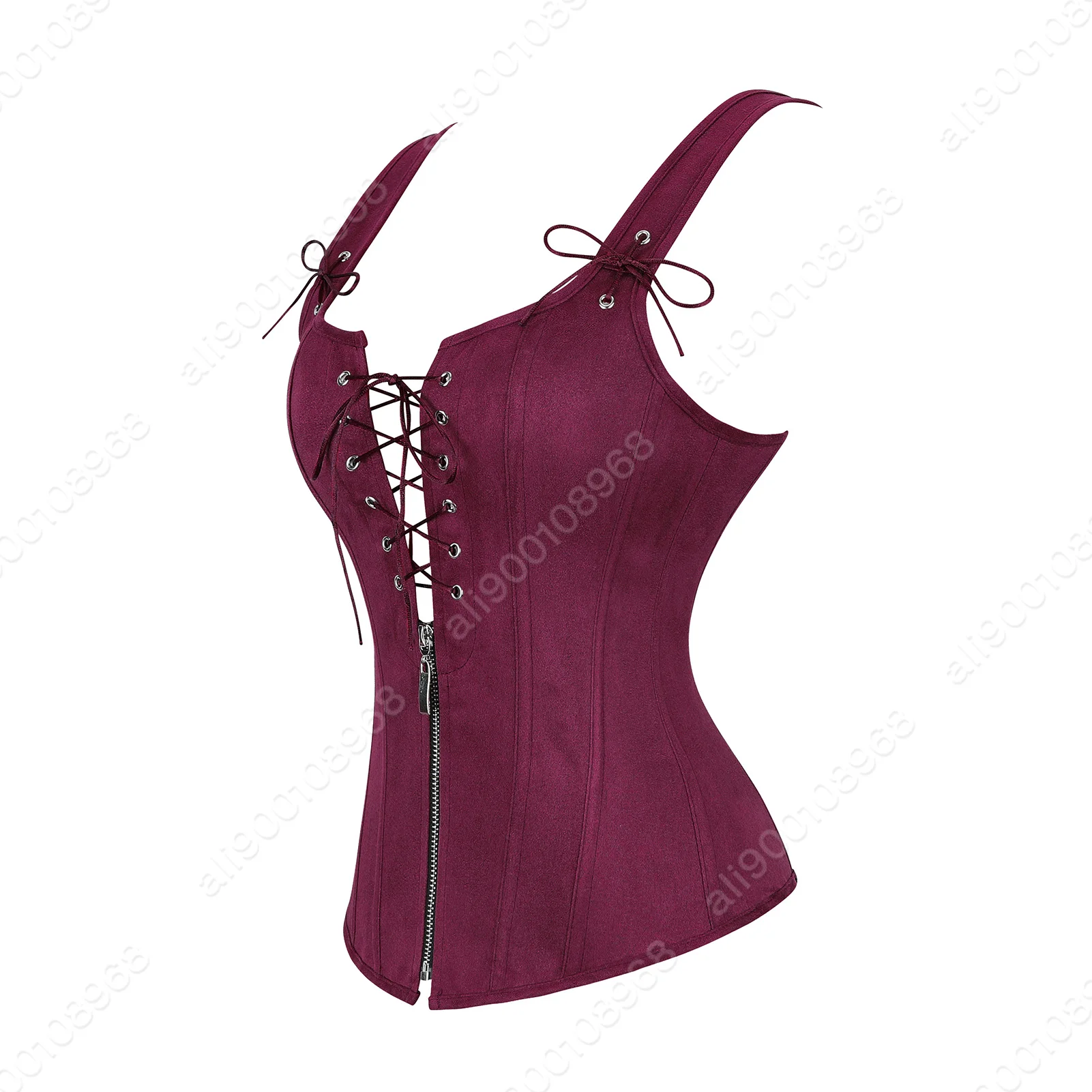 Renaissance Vest For Women Medieval Corset Zipper Front Lace Up Corsets Punk Gothic Clothing Sexy Corselet