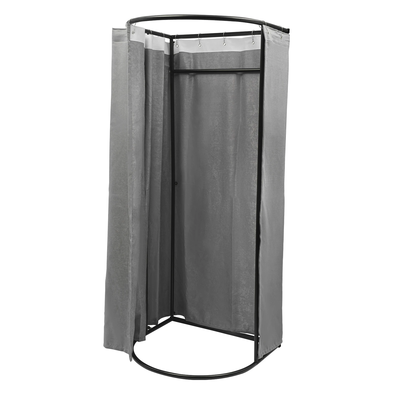 Grey Portable Clothing Store Dressing Room High Load-bearing Capacity Fitting Room with Grey Shading Curtain Freestanding