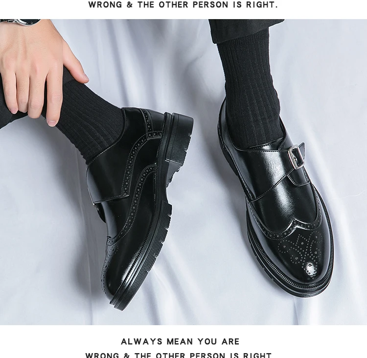 High Quality Brogues Party Wedding Shoes For Men Formal Office Men's Dress Shoes Slip On Casual Leather Business Loafers Shoes