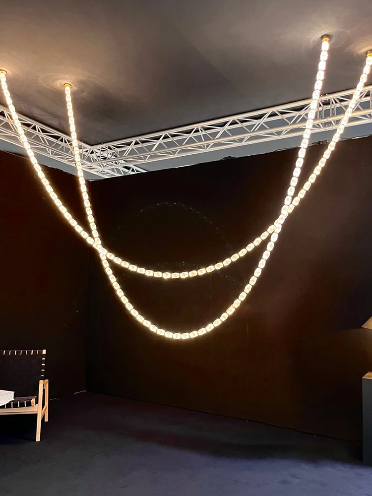 Gold Silver Diamond Ring Dimmable Led 2026 Staircase High Ceiling Chandelier Pendant Light Hanging Lamps Lustre For Living Room