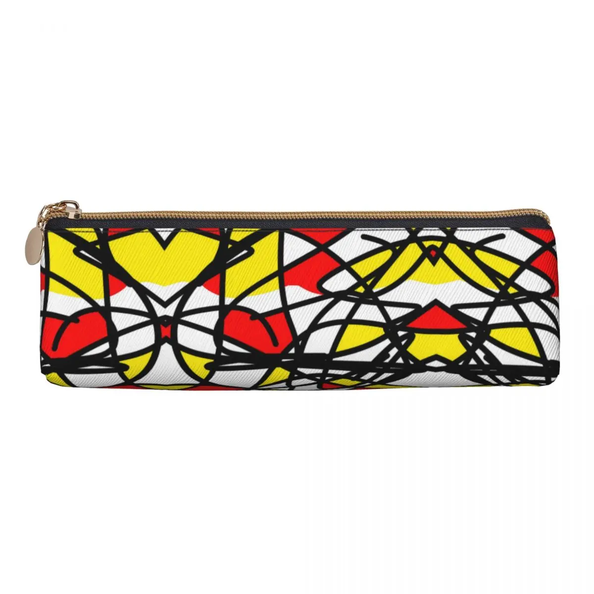 Lovely Pencil Case Red Yellow Black White Geometric Pencil Pouch Abstract Art School Pencil Cases Boy Design School Stationery