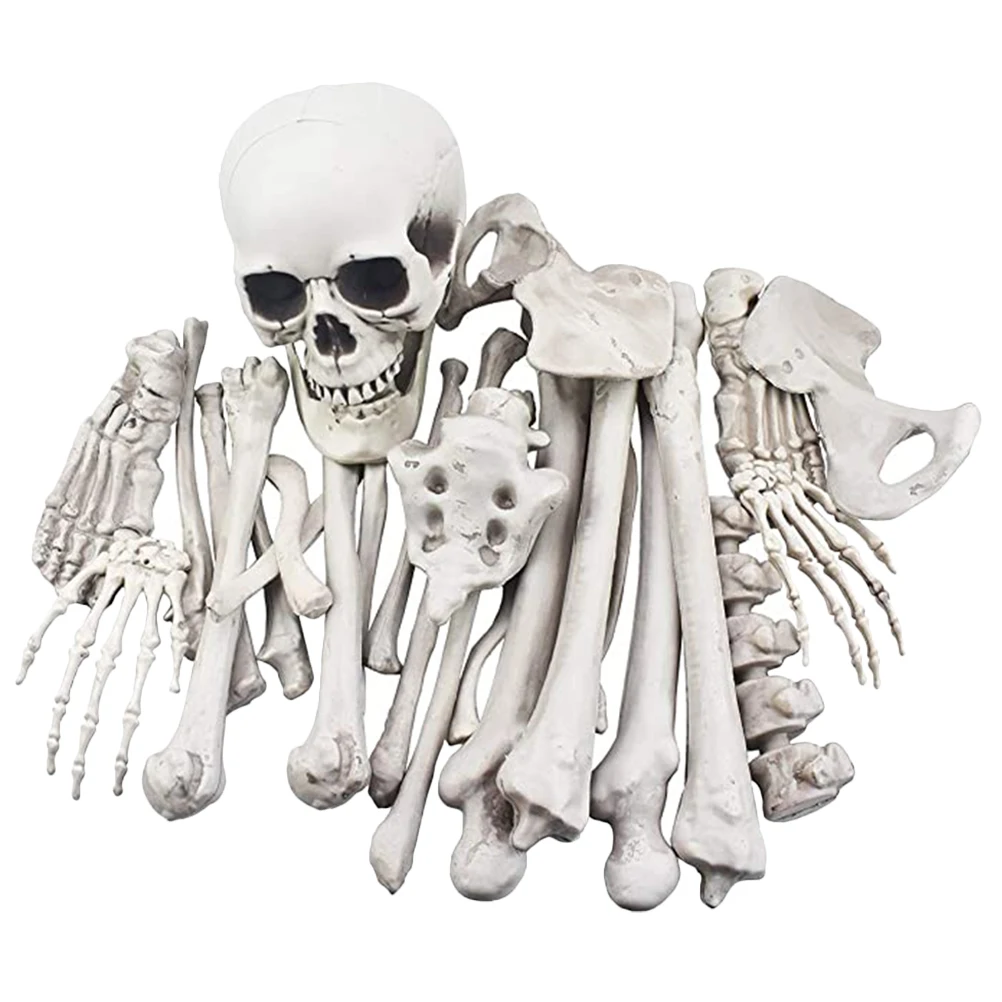 

28 Pieces White Bones Decoration for Halloween Party Haunted House Graveyard Props Plastic Spooky Garden Statue