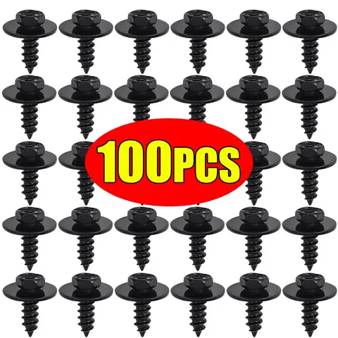 M6*16 Hex Flange Self-Tapping Screws for Toyota Honda Ford Car Bumper Fender Mudguard Carbon Steel Screws Fastener Auto Parts