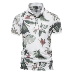 Summer Men's Leisure Polo Shirts Hawaiian Fashion Button Lapel Printed T-shirt Outdoor Golf Short-sleeved Shirt Street Wear