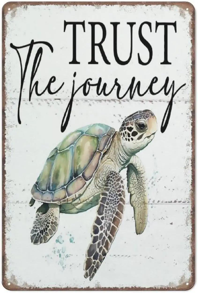 Aikeory Trust The Journey, Beach Decor Sign, Sea Gifts, Decorations Funny Metal Sign Poster Wall Art for Kitchen Ga