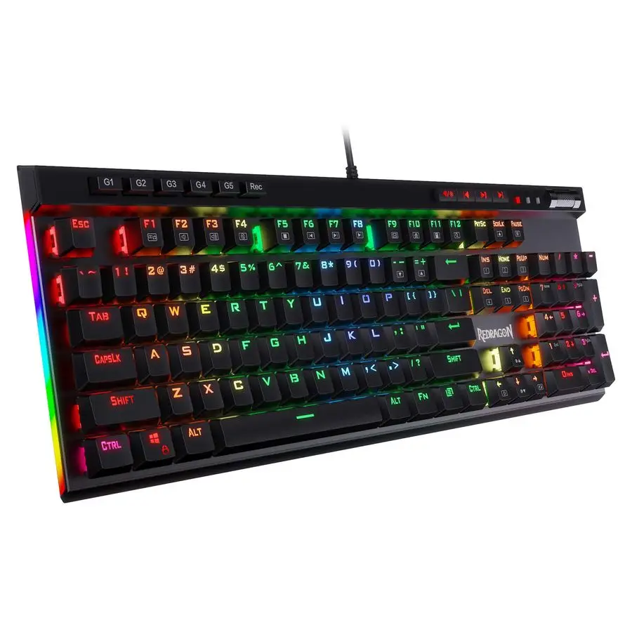 K580 VATA RGB LED Backlit Mechanical Gaming Keyboard with Macro Keys amp Dedicated Media Controls, HotSwappable Socket, Onboard