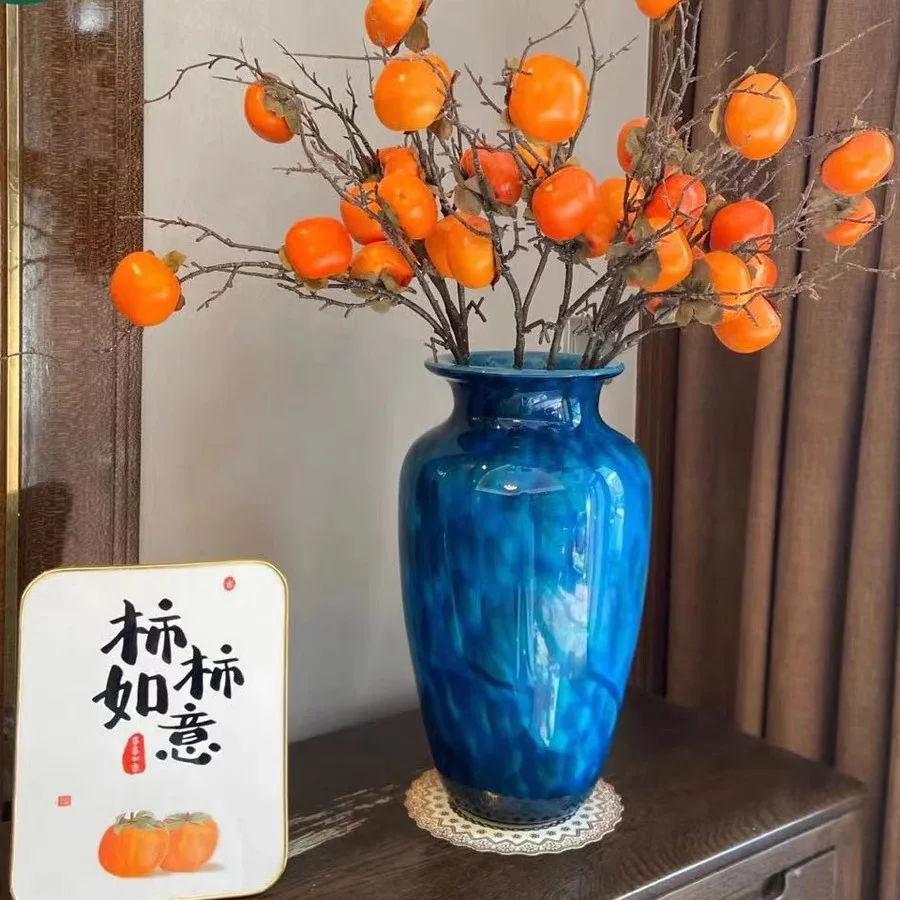 YFY  modern minimalist heavy glass vase - decorative living room flower arrangement, entryway, and model home display piece