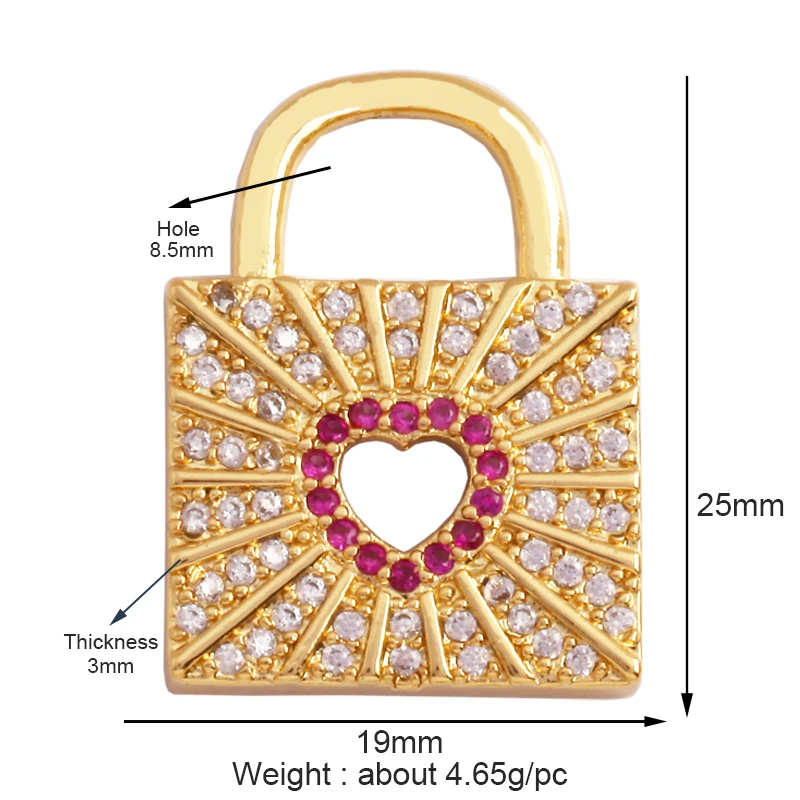 Fashion Rainbow Enamel Lock Charm Pendant,18K Real Gold Plated Colour,Necklace Bracelet Pendant for Handmade Jewelry Supply L99
