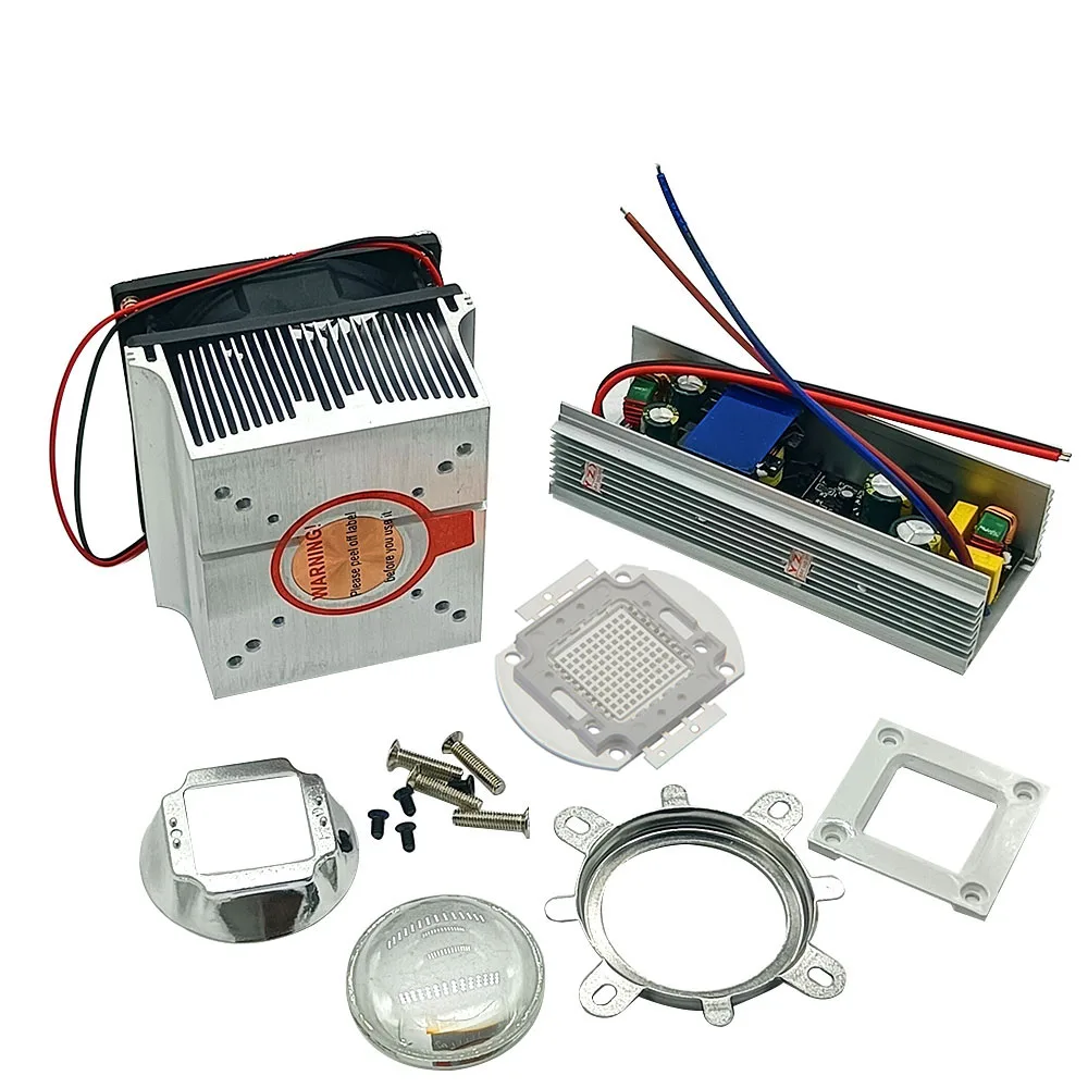 100W LED 395-400nm UV ultrafioletowy wysokiej dioda LED dużej mocy + 100W sterownik AC85-265V + zestaw obiektywów radiatora
