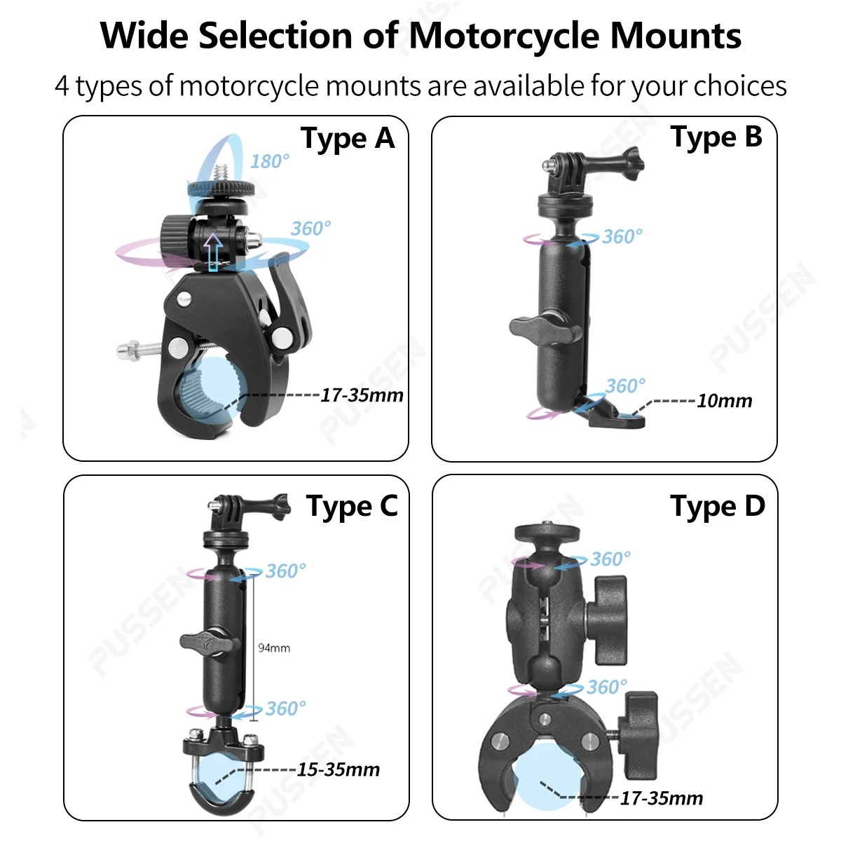 TUYU Handlebar Mirror Holder Mount for GoPro Max Hero 10 9 8 Motorcycle Accessories Bike Bracket for Insta360 DJI Action2 Camera