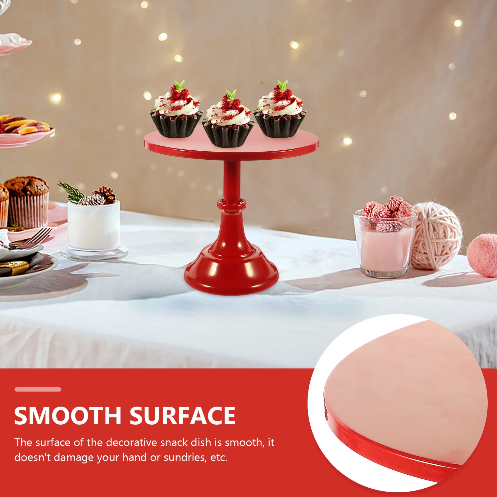 10 Inch Red Round Cake Stand Wedding Props Show Rack Ceramics Dried Fruit Holder Iron Tray Desktop Wrought