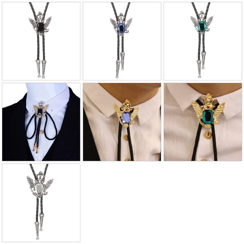 

634C Cowboy Gemstones Bolo Tie for Christmas Carnivals Party Man Teens Shirt Sweater Costume Accessories Gentleman Tie