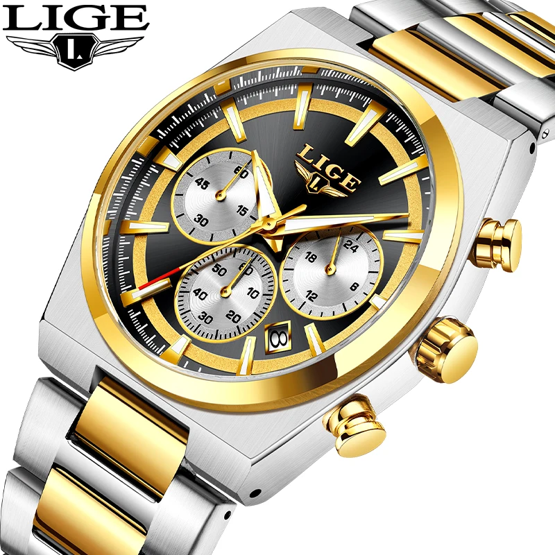 

Новые простые повседневные кварцевые наручные часы LIGE, модные роскошные повседневные классические водонепроницаемые светящиеся мужские часы с календарем, случайная подарочная коробка