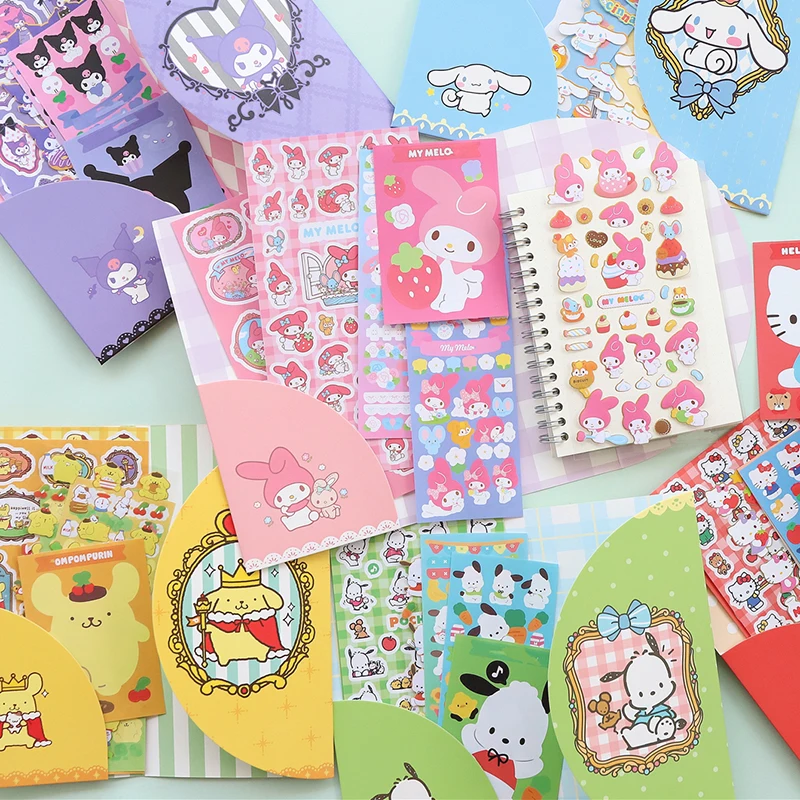 6 Buah/Set Stiker Dekoratif Anime Kartun Kawaii Stiker Album Diary Label Tempel Buku Tempel Hadiah Anak-anak Alat Tulis Korea