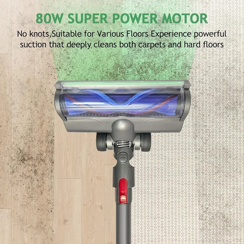 Cabezal de cepillo para Dyson V7 V8 V10 V11 V15 G5, cabezal limpiador de repuesto, luz verde LED de área completa