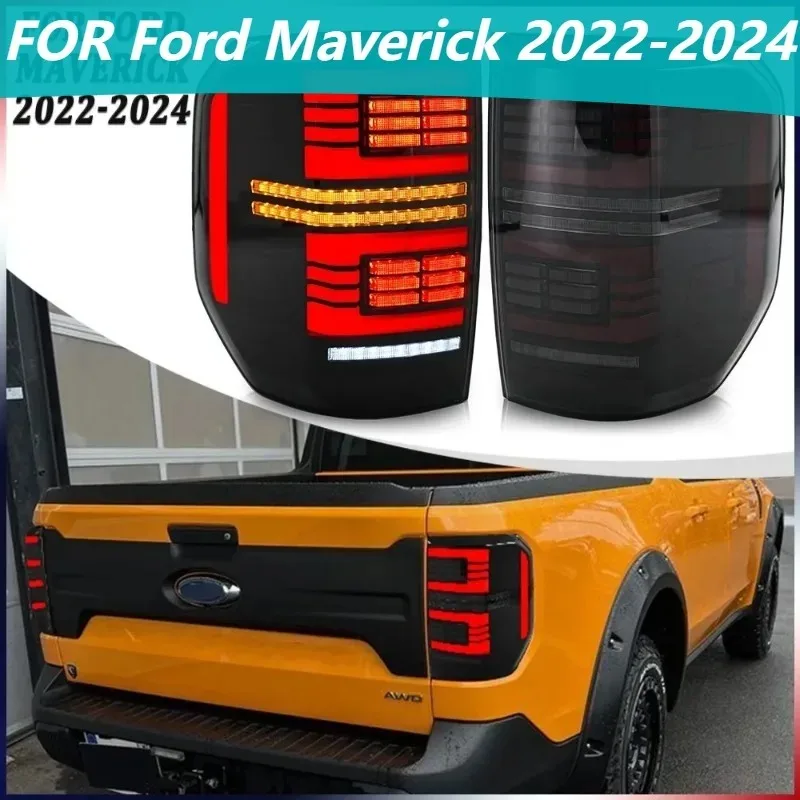 

Red LED Tail Light For Ford Maverick 2022-2024, Plug and Play Brake Lamp with Turn Signal