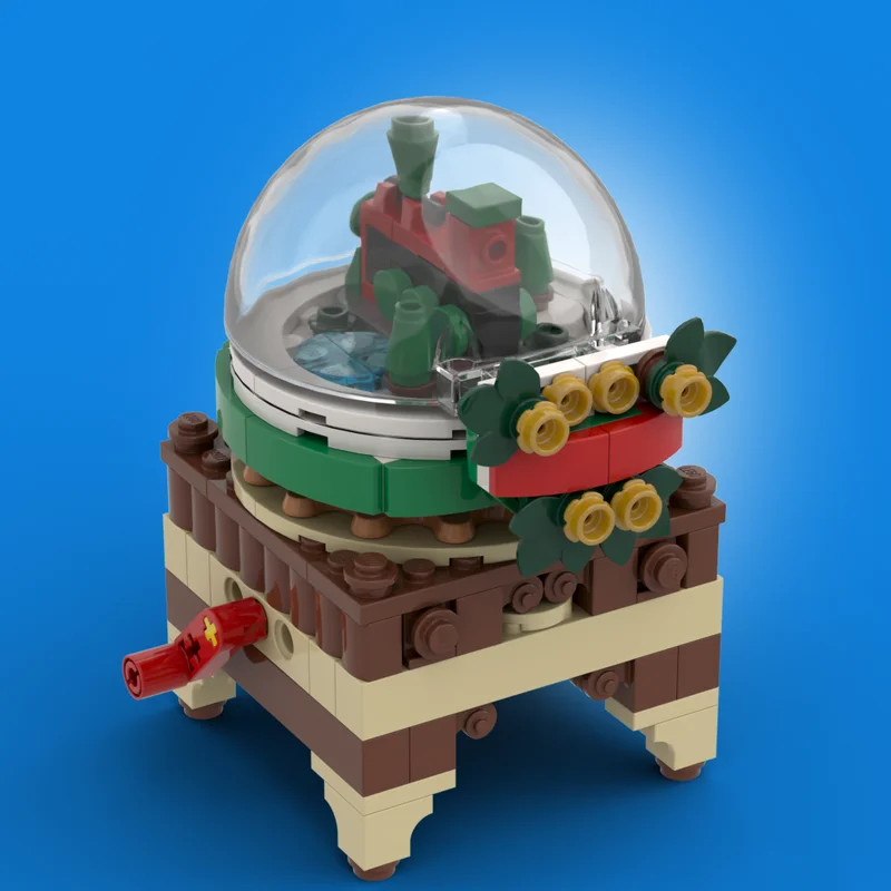 167pcs MOC Seasonal Christmas Turntable Train Snow Globe Model Building Blocks Christmas Gift Craft Brick Assemble Education