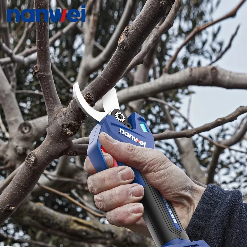 30mm Brushless Electric Pruning Shears Carbon Steel Garden Scissors for 20V Battery Cordless Tree Branch Cutter