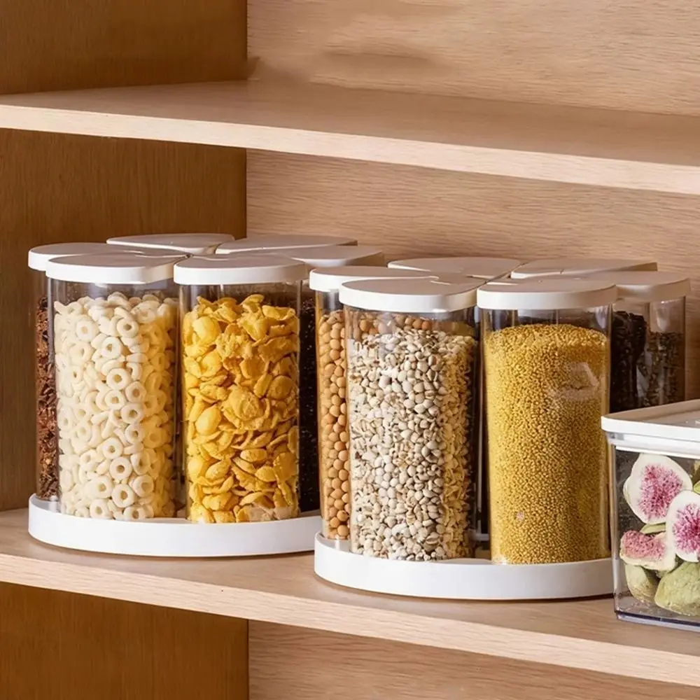 6 Pieces Food-Grade 6 Grids Grain Storage Box Moisture-Proof Dust-proof Rotating Rice Container Bug-Proof Airtight