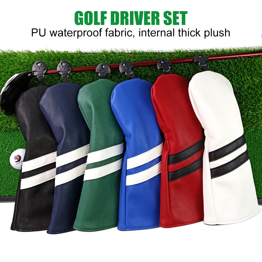 Golf Club Covers Set of 3 Pieces,Driver Headcover,for 1Driver(460cc) 2 Fairway Woods Size,with Rotating Number Plate