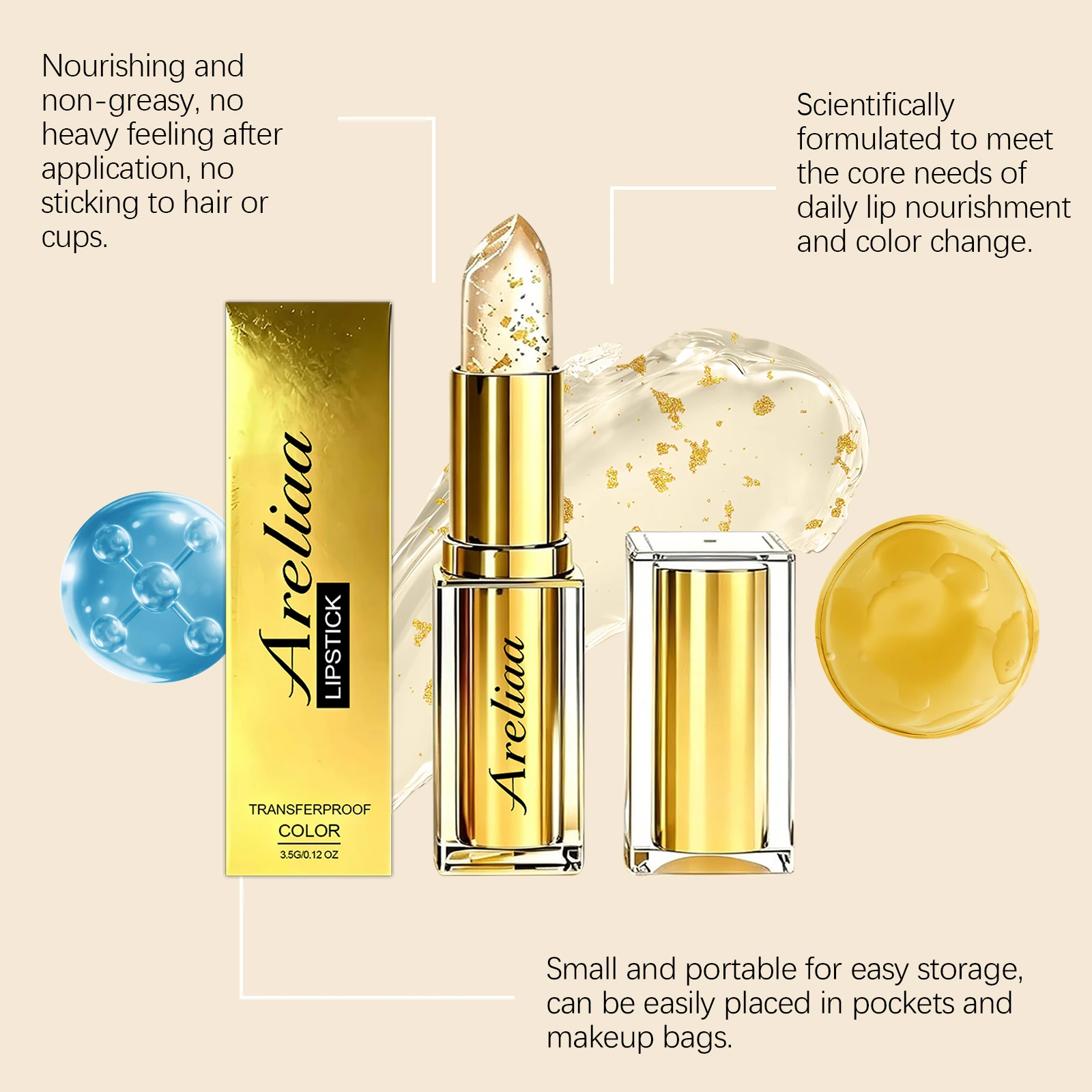 3.5G Color-changing Lip Balm Gentle Moisturizing Smoothing Fine Texture Non-greasy Portable Natural Lip Balm for Daily Makeup