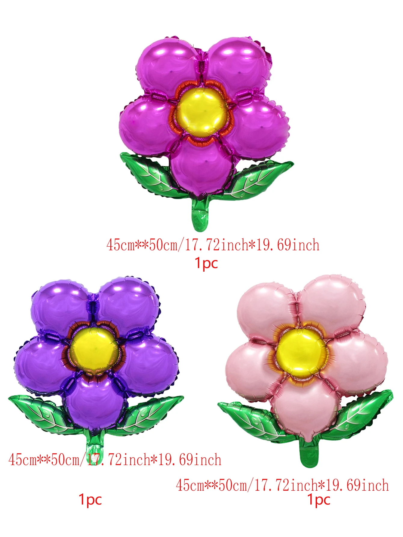 3pcs Flower Balloons Pink Rose Red Purple Flower Balloon Birthday Party Wedding Decorations