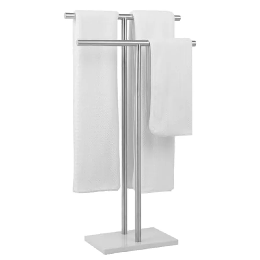 

Free Standing Towel Rack for Bathroom - Finish - Stand Alone 2 Tier Stainless Steel Towel Rack for Bathroom Floor with Heavy Ma
