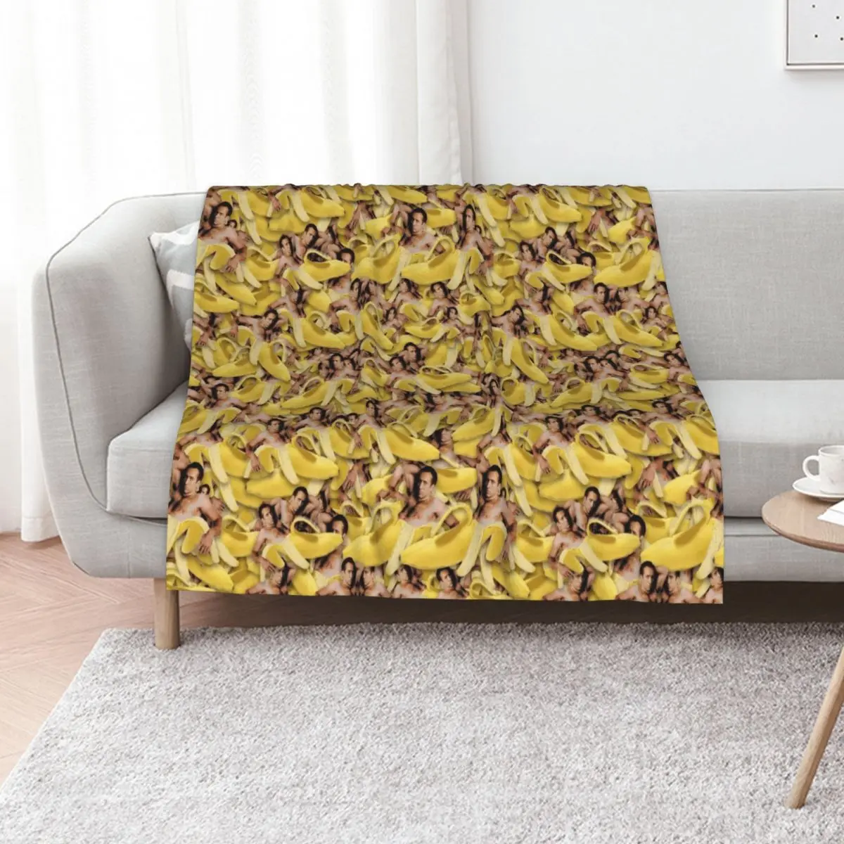 Nicolas Cage Banana Pattern Throw Blanket Soft Beds Personalized Gift Thin christmas gifts Weighted Bed Blankets