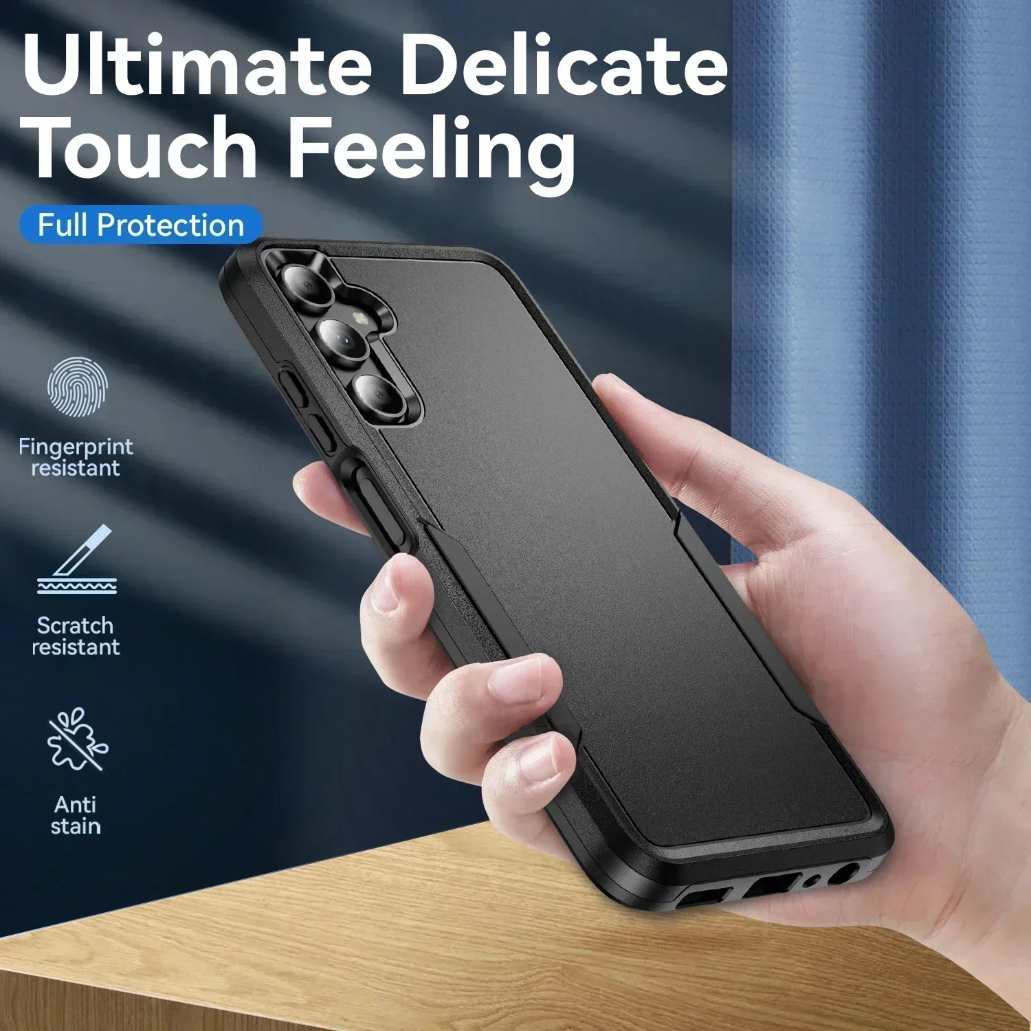 Hard Black Phone Case for Samsung Galaxy S24 Ultra S23 FE 5G S22 S21 Plus S20 A55 A35 A15 A14 A54 A05S A53 Protective Cover