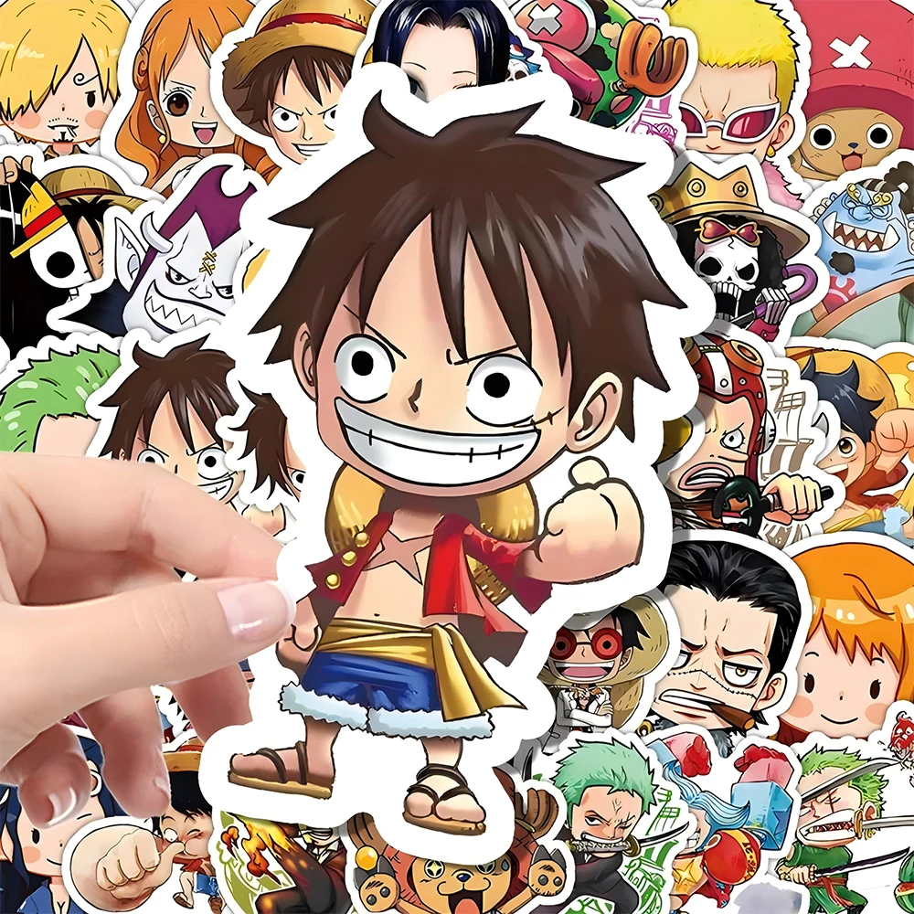 55pcs One Piece Cute Cartoon Stickers DIY Skateboard Phone Case Laptop Motorcycle Waterproof Cool Anime Sticker Decals Toy