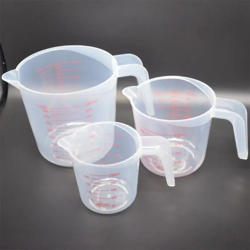 3pcs 250/500/1000ml Baking Liquid Measuring Cups with Brush PVC Scale Cup Plastic Measuring Volume Beaker Kitchen Baking Tools