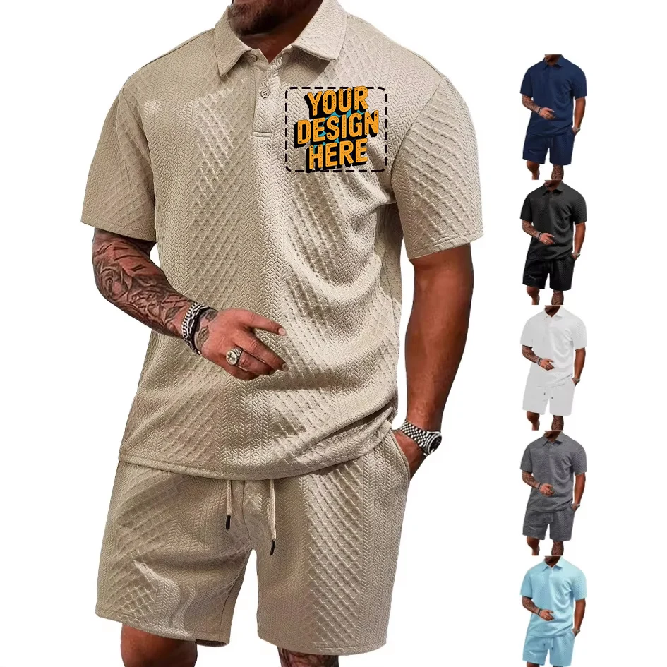 

Мужская летняя новая жаккардовая ткань, мужская повседневная спортивная рубашка-поло с тонкими лацканами, костюм с короткими рукавами, бесплатный принт с логотипом, текст Df-135137