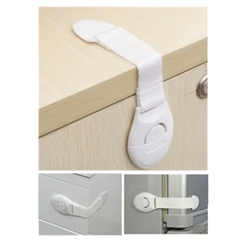 10Pcs Safety Plastic Baby Protection Lock Cabinet Door Drawers Refrigerator Toilet Blockers Kid Portect Care Straps Drawer Locks