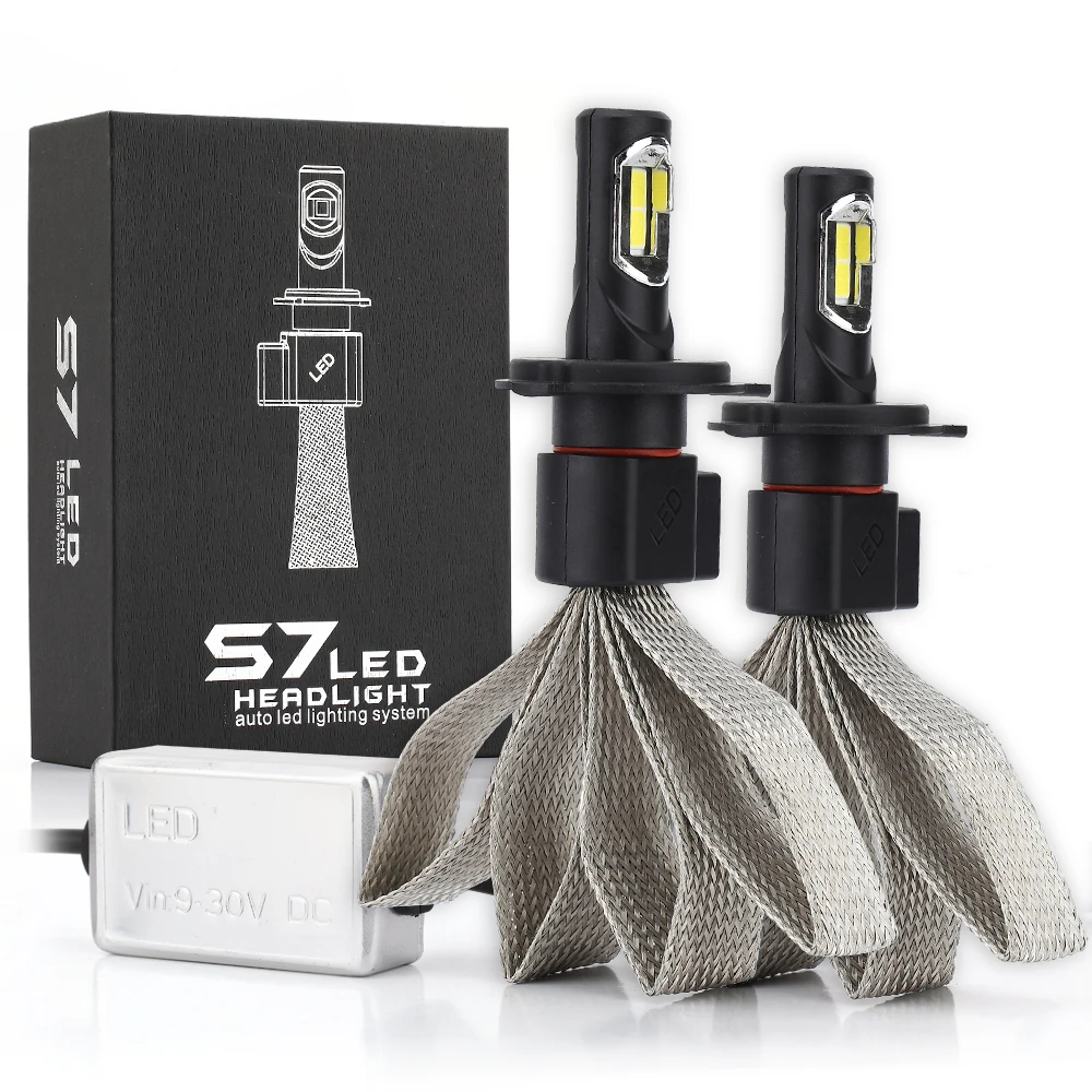 

2 Pcs H7 LED H4 Car Headlight Bulbs H8 H9 H11 9005 9006 HB2 HB3 No Fan Cooling Belt Waterproof Super Bright 60W 6400LM